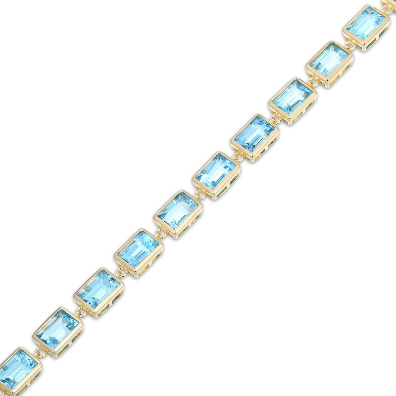 Main Image 2 of STUDIO BY KAY Bezel-Set Baguette-Cut Swiss Blue Topaz Bracelet 24K Yellow Gold Vermeil Sterling Silver 7.25"