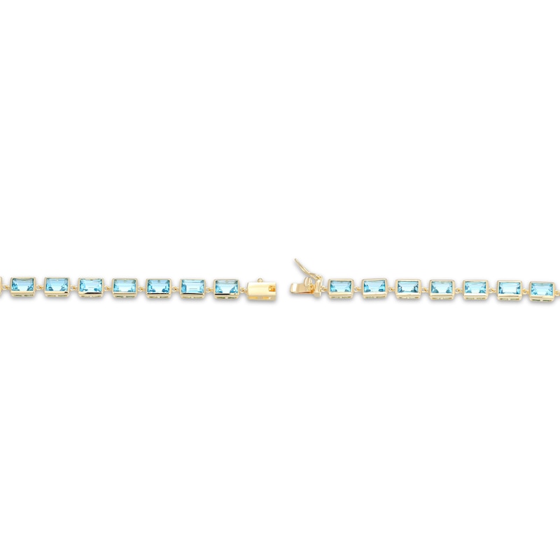 Main Image 3 of STUDIO BY KAY Bezel-Set Baguette-Cut Swiss Blue Topaz Bracelet 24K Yellow Gold Vermeil Sterling Silver 7.25"