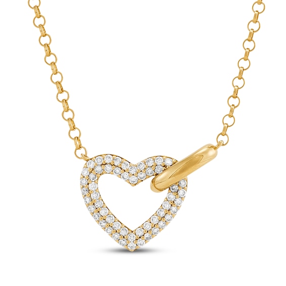 STUDIO BY KAY Lab-Grown Diamond Heart Link Necklace 1/3 ct tw 24K Yellow Gold Vermeil Sterling Silver 18"
