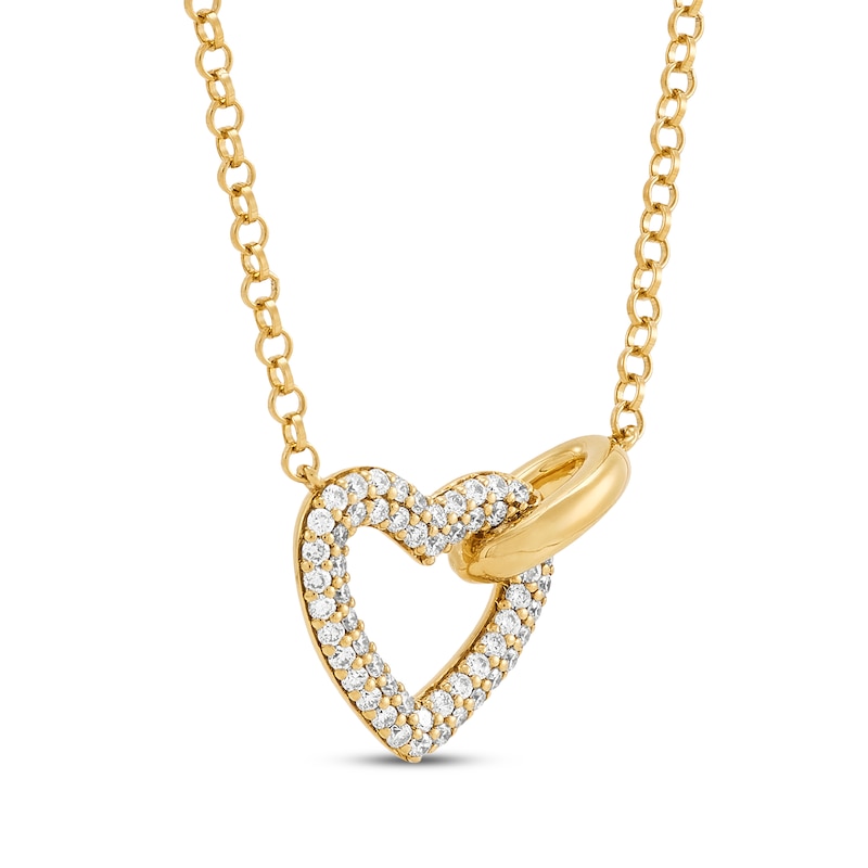 Main Image 2 of STUDIO BY KAY Lab-Grown Diamond Heart Link Necklace 1/3 ct tw 24K Yellow Gold Vermeil Sterling Silver 18"