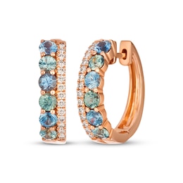 Le Vian Montana Sapphire Ombré Hoop Earrings 1/5 ct tw Diamonds 14K Strawberry Gold
