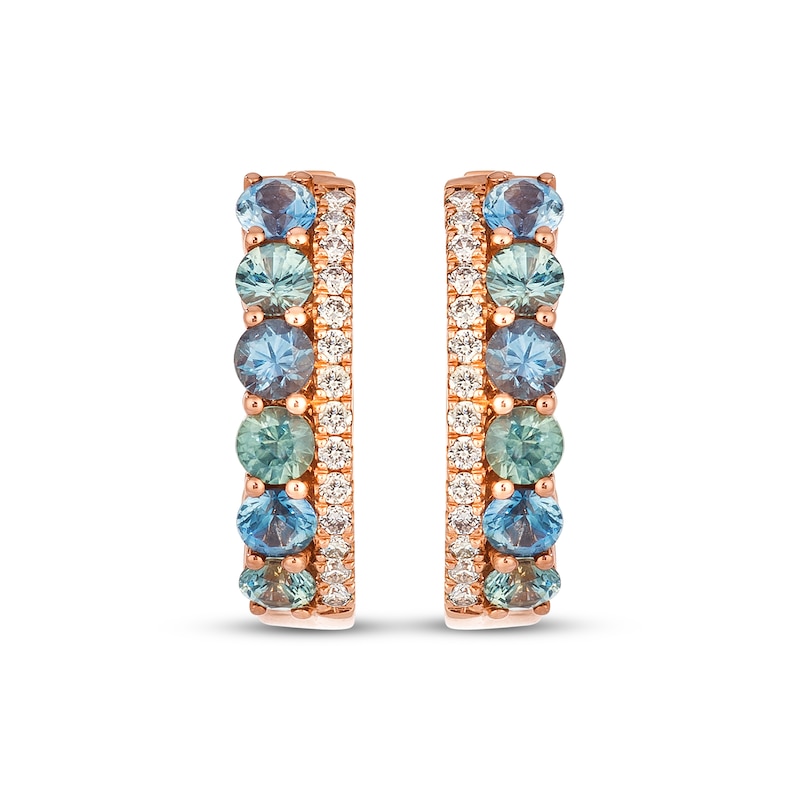 Main Image 2 of Le Vian Montana Sapphire Ombré Hoop Earrings 1/5 ct tw Diamonds 14K Strawberry Gold