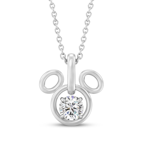Disney Treasures Mickey Mouse Lab-Grown Diamond Solitaire Necklace 1/2 ct tw Sterling Silver 19"