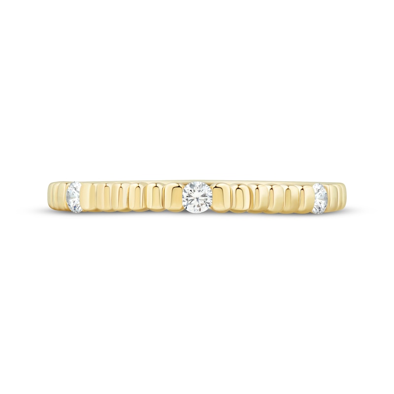 Main Image 3 of Now + Forever Diamond Three-Stone Ribbed Anniversary Ring 1/10 ct tw 10K Yellow Gold