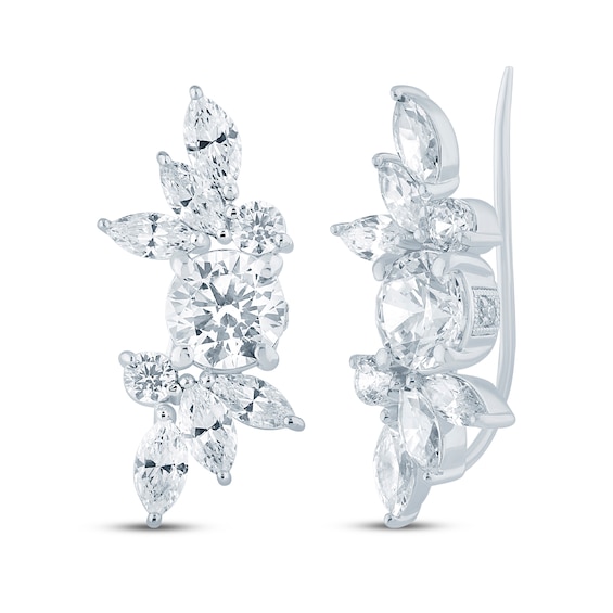 Monique Lhuillier Bliss Lab-Grown Diamond Earring Climbers 2 ct tw Platinum-Plated Sterling Silver