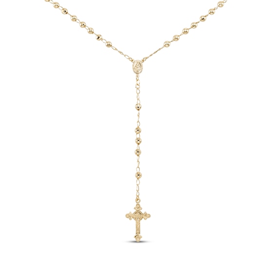 Beaded Rosary Necklace 24K Yellow Gold Vermeil Sterling Silver 24"