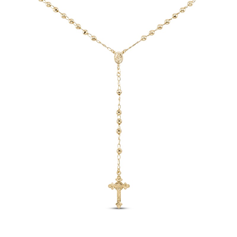 Main Image 1 of Beaded Rosary Necklace 24K Yellow Gold Vermeil Sterling Silver 24"