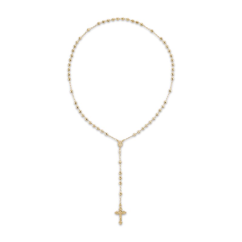 Main Image 2 of Beaded Rosary Necklace 24K Yellow Gold Vermeil Sterling Silver 24"