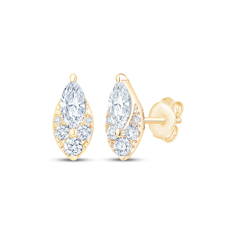 Main Image 1 of KAY Lab-Grown Diamonds Marquise & Round-Cut Earrings 3/4 ct tw 10K Yellow Gold