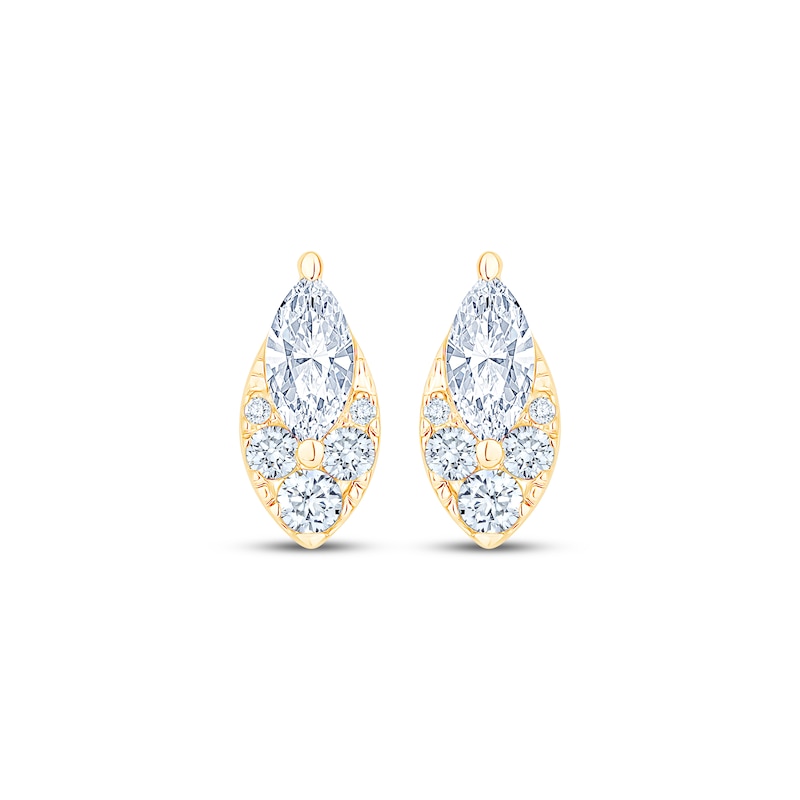 Main Image 2 of KAY Lab-Grown Diamonds Marquise & Round-Cut Earrings 3/4 ct tw 10K Yellow Gold