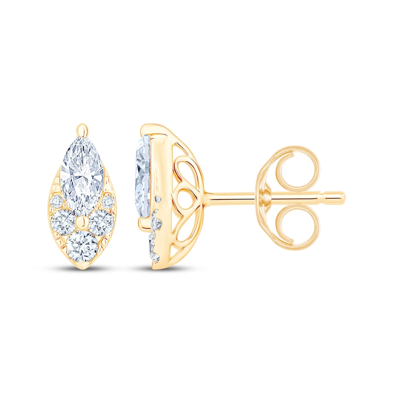 Main Image 3 of KAY Lab-Grown Diamonds Marquise & Round-Cut Earrings 3/4 ct tw 10K Yellow Gold