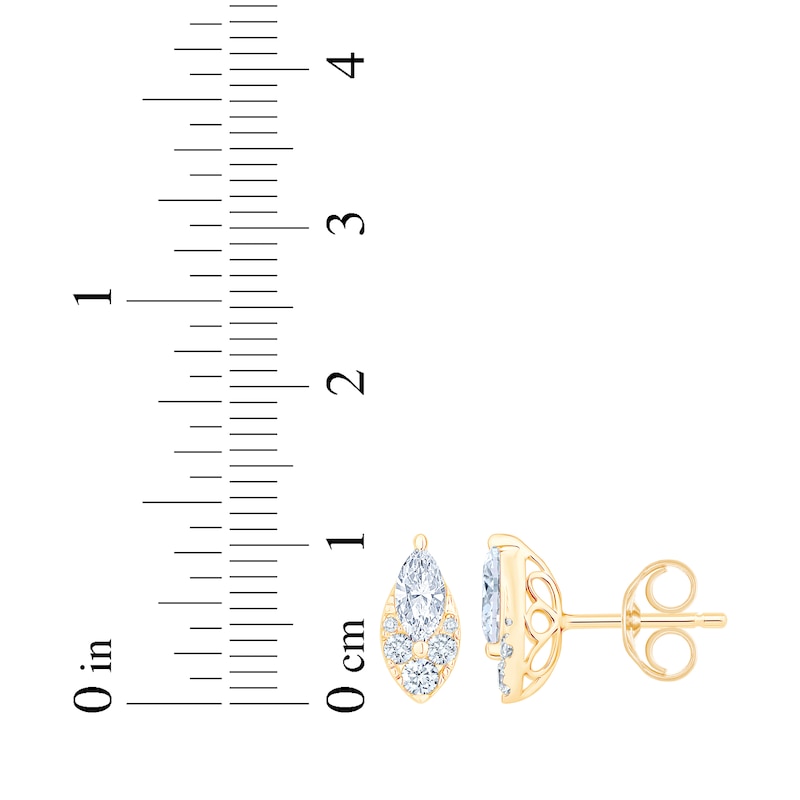 Main Image 4 of KAY Lab-Grown Diamonds Marquise & Round-Cut Earrings 3/4 ct tw 10K Yellow Gold