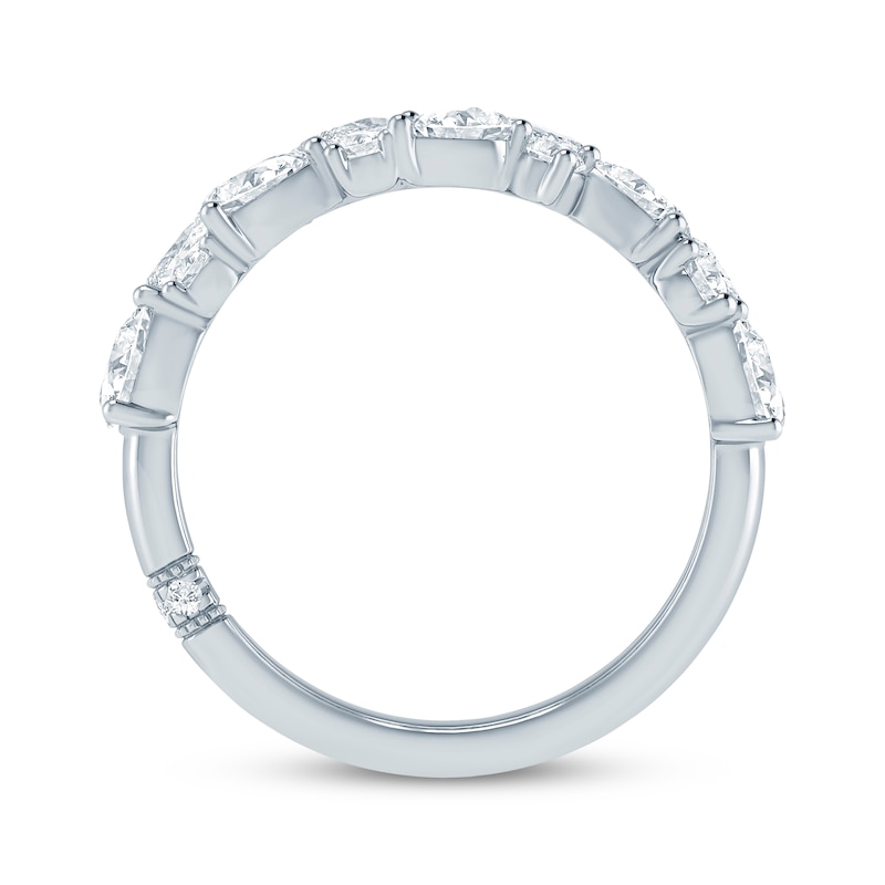 Main Image 3 of Monique Lhuillier Bliss Pear-Shaped & Round-Cut Lab-Grown Diamond Cluster Anniversary Ring 1-1/4 ct tw 18K White Gold