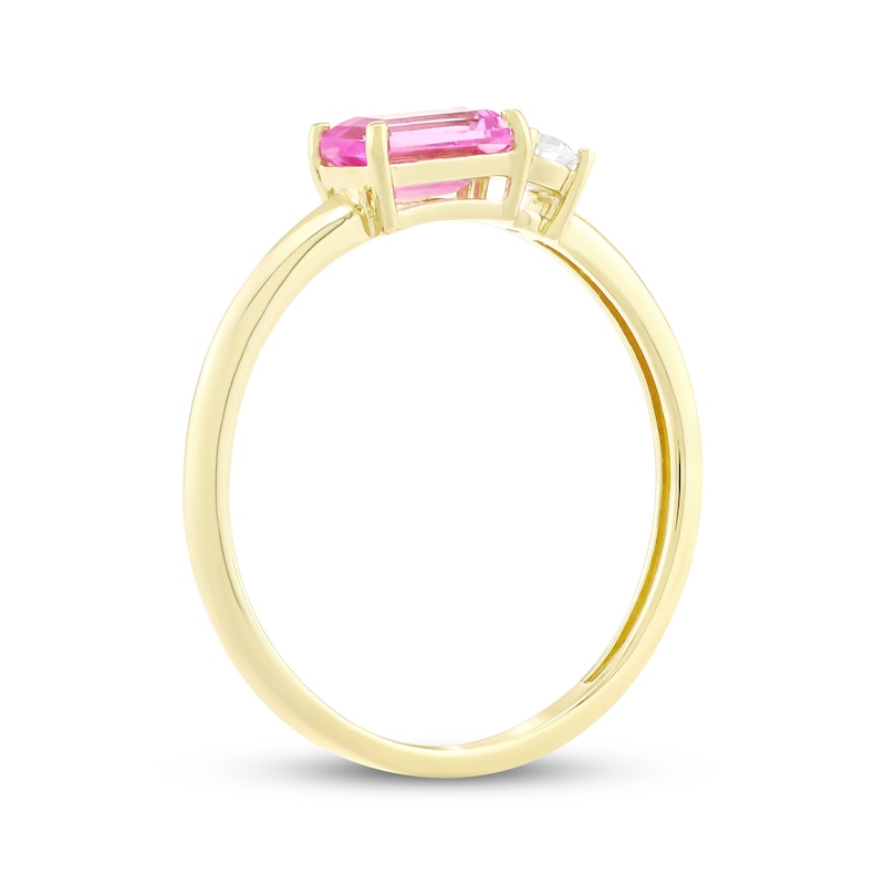 Main Image 2 of STUDIO BY KAY Emerald-Cut Pink Lab-Created Sapphire & White Lab-Created Sapphire Ring 24K Yellow Gold Vermeil Sterling Silver