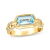 Thumbnail Image 1 of Le Vian Baguette-Cut Blue Topaz Chain Link Ring 1/10 ct tw Diamonds 14K Honey Gold