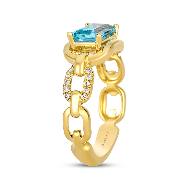 Main Image 2 of Le Vian Baguette-Cut Blue Topaz Chain Link Ring 1/10 ct tw Diamonds 14K Honey Gold