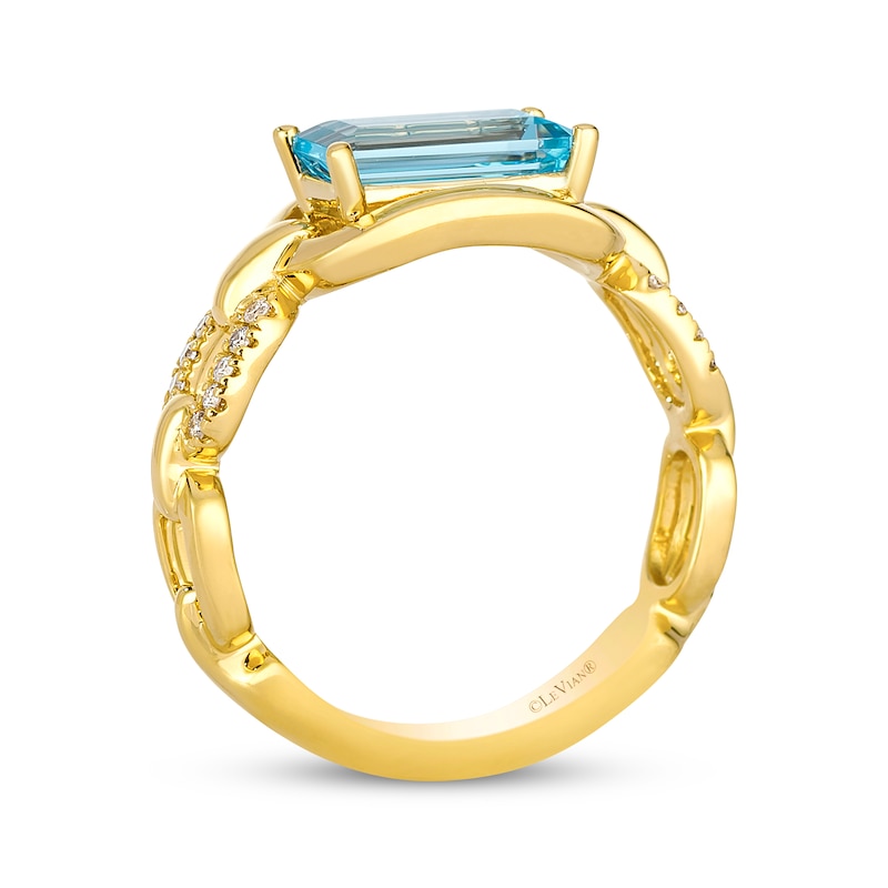 Main Image 3 of Le Vian Baguette-Cut Blue Topaz Chain Link Ring 1/10 ct tw Diamonds 14K Honey Gold