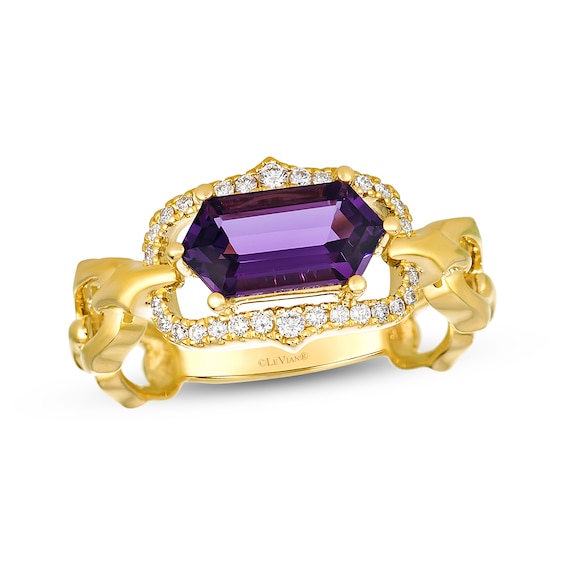 Le Vian Hexagon-Cut Amethyst Ring 1/10 ct tw Diamonds 14K Honey Gold
