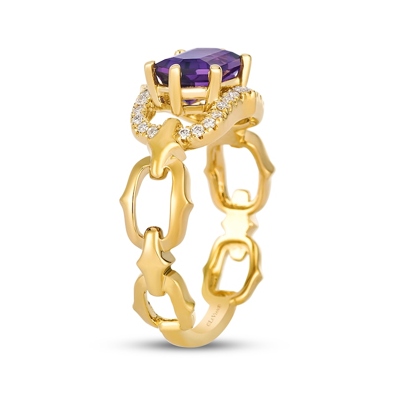 Main Image 2 of Le Vian Hexagon-Cut Amethyst Ring 1/10 ct tw Diamonds 14K Honey Gold