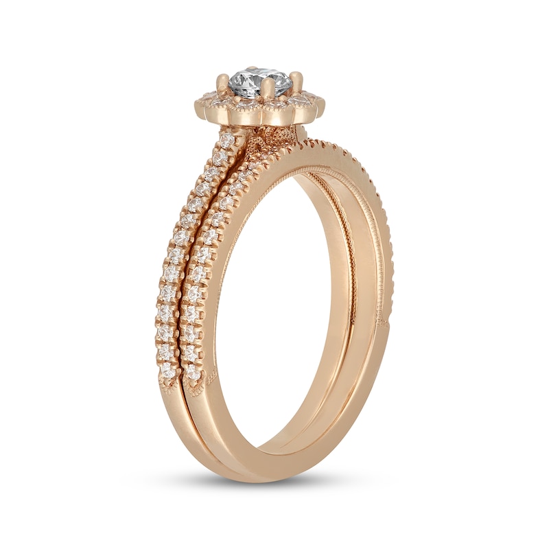 Main Image 2 of Neil Lane Round-Cut Diamond Flower Frame Bridal Set 5/8 ct tw 14K Yellow Gold