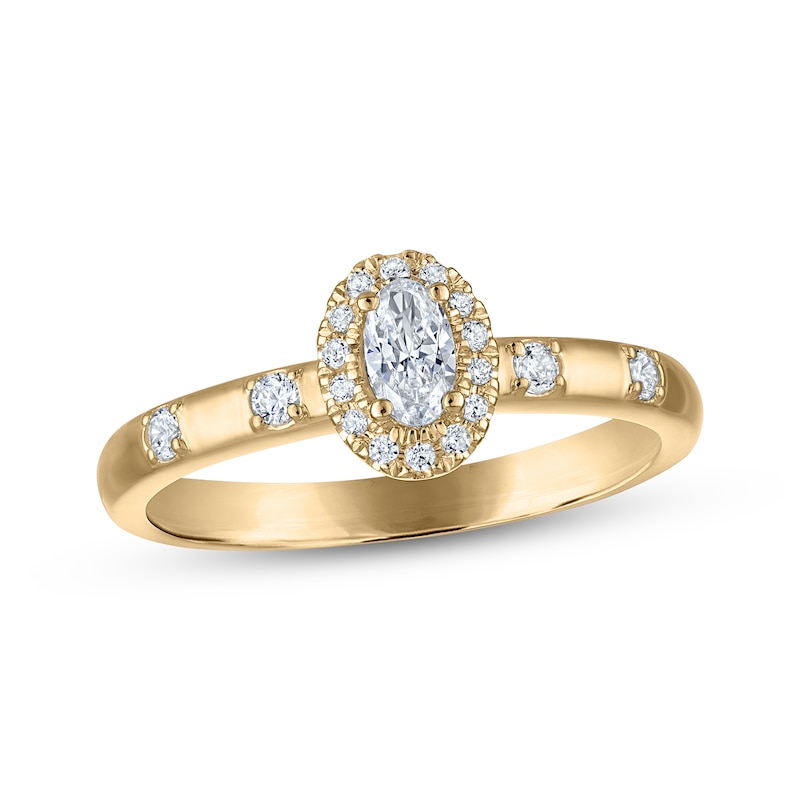 Main Image 1 of KAY Signature Collection Oval-Cut Diamond Halo Engagement Ring 3/8 ct tw 14K Yellow Gold