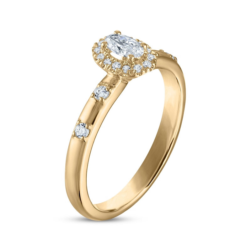 Main Image 2 of KAY Signature Collection Oval-Cut Diamond Halo Engagement Ring 3/8 ct tw 14K Yellow Gold