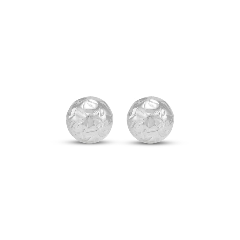 Main Image 2 of Diamond-Cut Ball Stud Earrings 14K White Gold 5mm