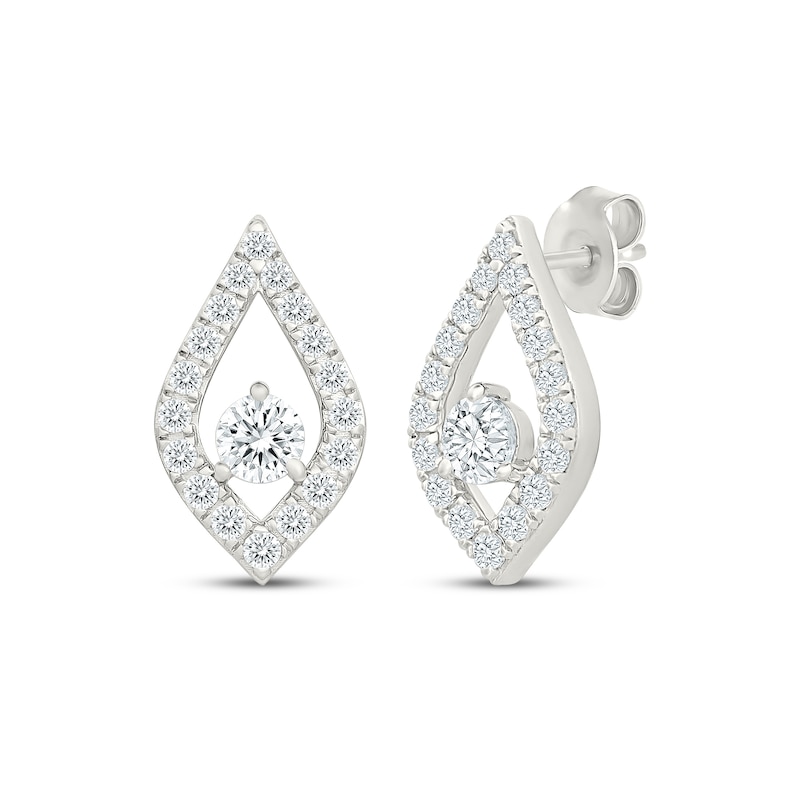 Main Image 1 of KAY Lab-Grown Diamonds Teardrop Frame Stud Earrings 1/2 ct tw Sterling Silver