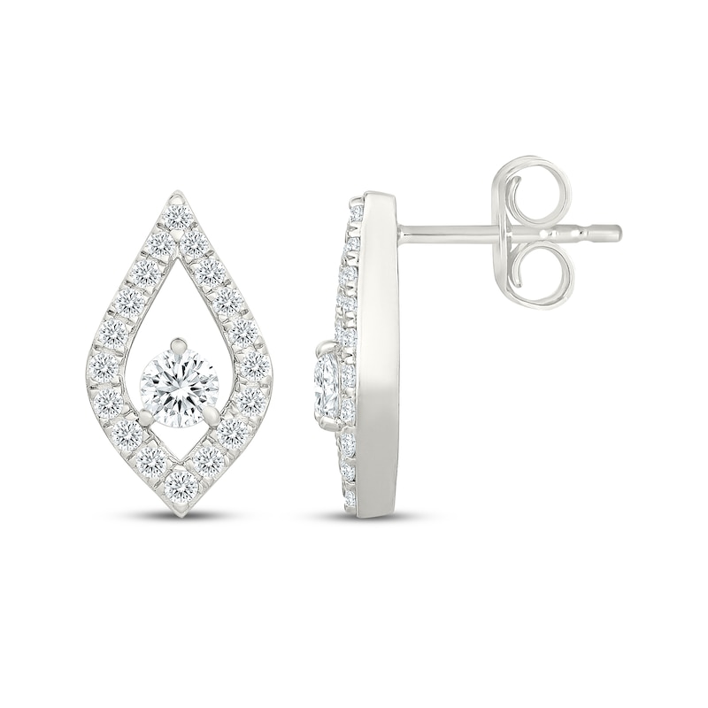 Main Image 3 of KAY Lab-Grown Diamonds Teardrop Frame Stud Earrings 1/2 ct tw Sterling Silver