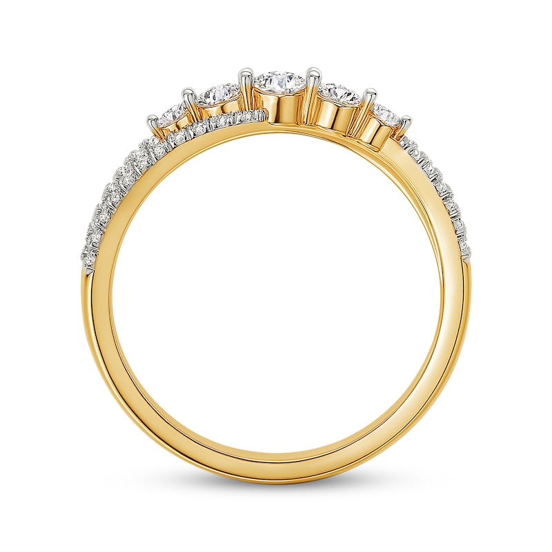Main Image 3 of Diamond Crisscross Orbit Fashion Ring 1/2 ct tw 10K Yellow Gold