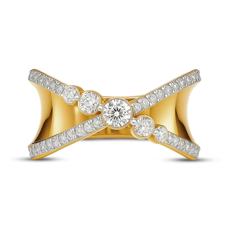 Main Image 4 of Diamond Crisscross Orbit Fashion Ring 1/2 ct tw 10K Yellow Gold
