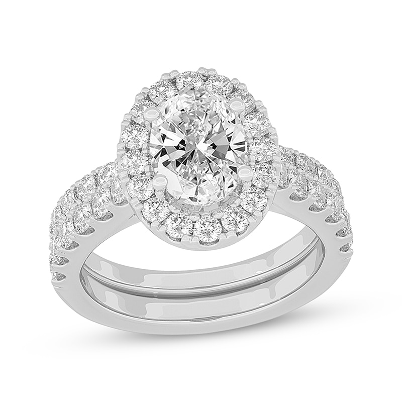 Main Image 1 of Now + Forever Lab-Grown Diamonds Oval-Cut Halo Bridal Set 3 ct tw 14K White Gold