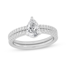 Now + Forever Lab-Grown Diamonds Pear-Shaped Bridal Set 1-3/8 ct tw 14K White Gold
