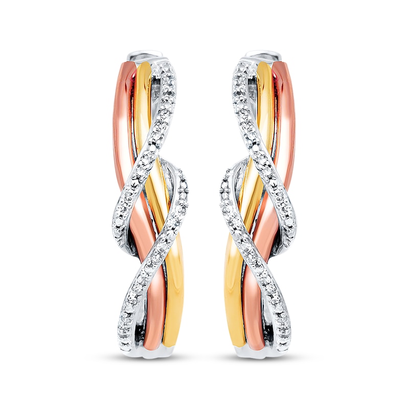 Main Image 1 of Hoop Earrings 1/10 ct tw Diamonds Sterling Silver & 10K Two-Tone Gold