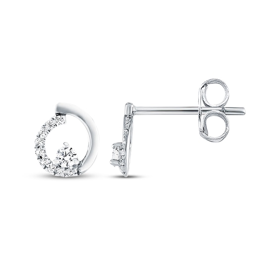 Diamond Earrings 1/8 ct tw Round-cut 10K White Gold
