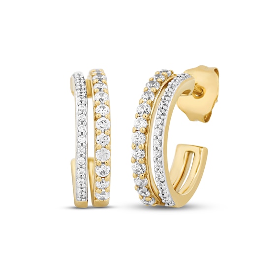 Diamond Split Hoop Earrings 1/2 ct tw Round-cut 10K Yellow Gold