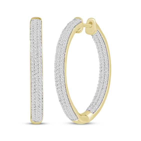 Diamond Inside-Out Micro-Pavé Hoop Earrings 1 ct tw 10K Yellow Gold