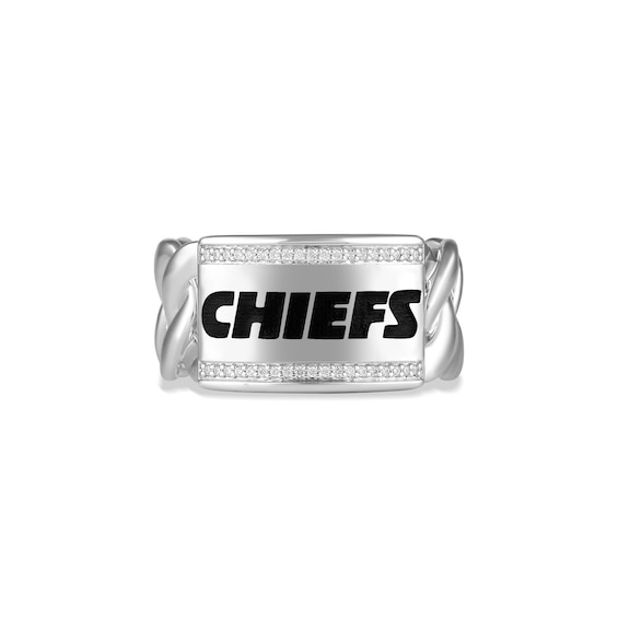 True Fans Kansas City Chiefs 1/10ct tw Diamond "CHIEFS" Chain Ring Sterling Silver