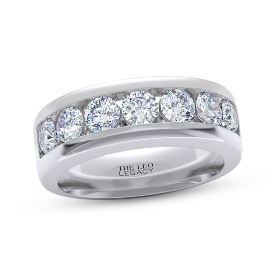 Men's THE LEO Legacy Lab-Grown Diamond Seven-Stone Channel Wedding Band 1 ct tw 14K White Gold