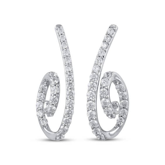 Diamond Inside-Out Spiral Swirl Earrings 3/4 ct tw 10K White Gold