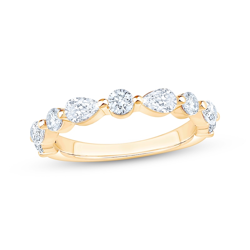 Main Image 1 of Now + Forever Lab-Grown Diamonds Pear-Shaped & Round-Cut Anniversary Ring 1 ct tw 14K Yellow Gold