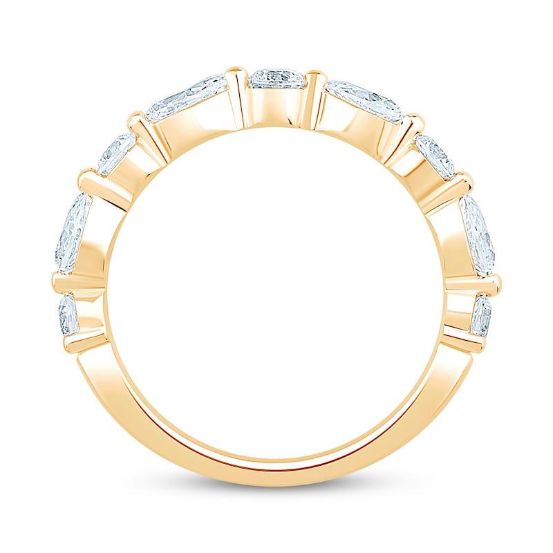Main Image 2 of Now + Forever Lab-Grown Diamonds Pear-Shaped & Round-Cut Anniversary Ring 1 ct tw 14K Yellow Gold