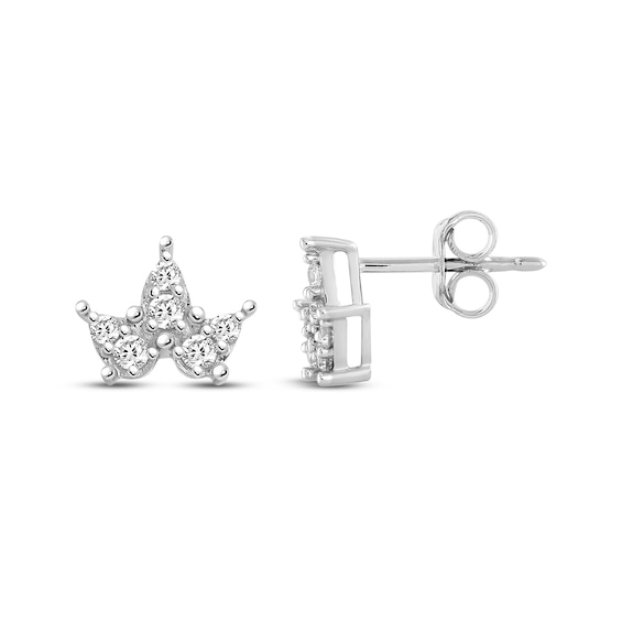 Diamond Tiara Stud Earrings 1/5 ct tw 10K White Gold