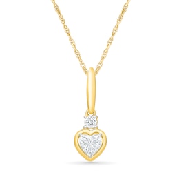 KAY Lab-Grown Diamonds Heart-Shaped Drop Necklace 1/2 ct tw 10K Yellow Gold 18"