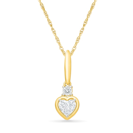 KAY Lab-Grown Diamonds Heart-Shaped Drop Necklace 1/2 ct tw 10K Yellow Gold 18"
