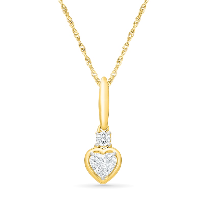 Main Image 1 of KAY Lab-Grown Diamonds Heart-Shaped Drop Necklace 1/2 ct tw 10K Yellow Gold 18"