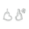 Thumbnail Image 2 of Diamond Accent Slanted Open Heart Stud Earrings Sterling Silver