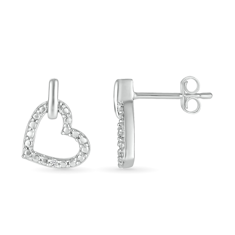 Main Image 3 of Diamond Accent Slanted Open Heart Stud Earrings Sterling Silver
