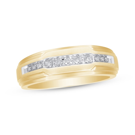 Now + Forever Men's Diamond Wedding Ring 1/4 ct tw 10K Yellow Gold