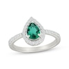 Thumbnail Image 3 of Pear-Shaped Lab-Created Emerald & White Lab-Created Sapphire Halo Gift Set Sterling Silver